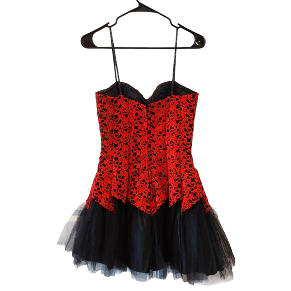 Masquerade Red/Black‎ Strapless Corset Dress Size 5/6 Party Prom Evening Tulle - Picture 2 of 10